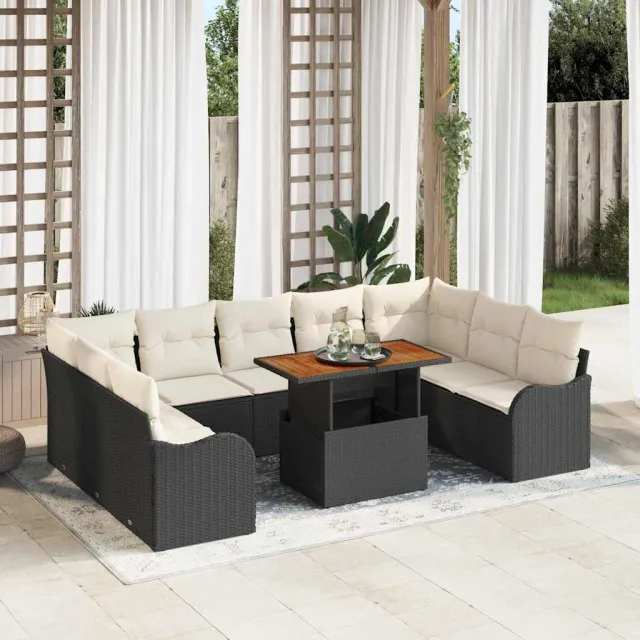 vidaXL Tuin Sofa Set 10 st Bruin Poly riet, foto 2
