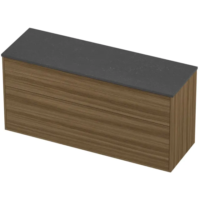 Proline Deck Badmeubelset Hardsteen Voor Grepen 140x46x67 cm Blue Stone Caramel Walnut Houtlook