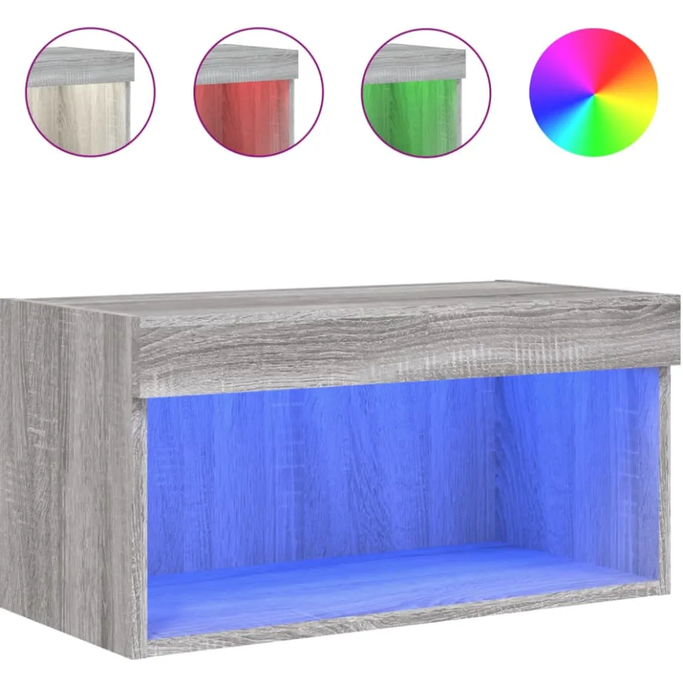 vidaXL Tv-meubel met LED-verlichting 60x30x30 cm grijs sonoma eiken, foto 4