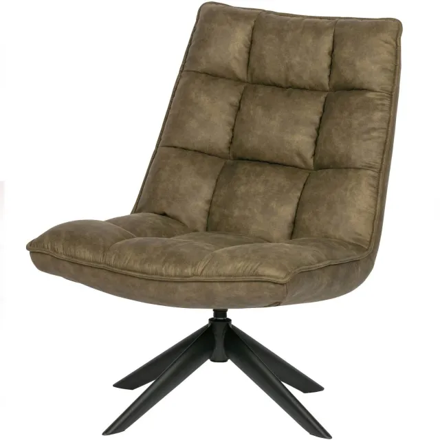 WOOOD Jouke Draaifauteuil - Polyester - Zand - 97x70x85 green