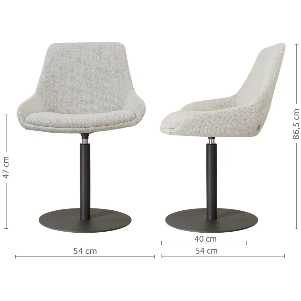 Nolon Niva-Isa draaibare tulp eetkamerstoel beige gemêleerd - mat zwart onderstel, foto 3