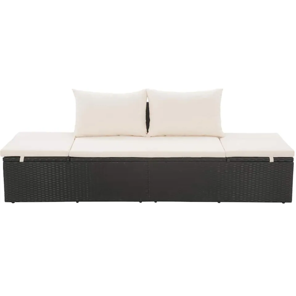 vidaXL Tuinbed 195x60 cm poly rattan zwart