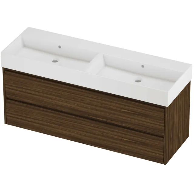 Proline Zara Badmeubelset Porselein Loft Dubbel 140x46x65 cm Glans Wit Cabana Oak Eiken