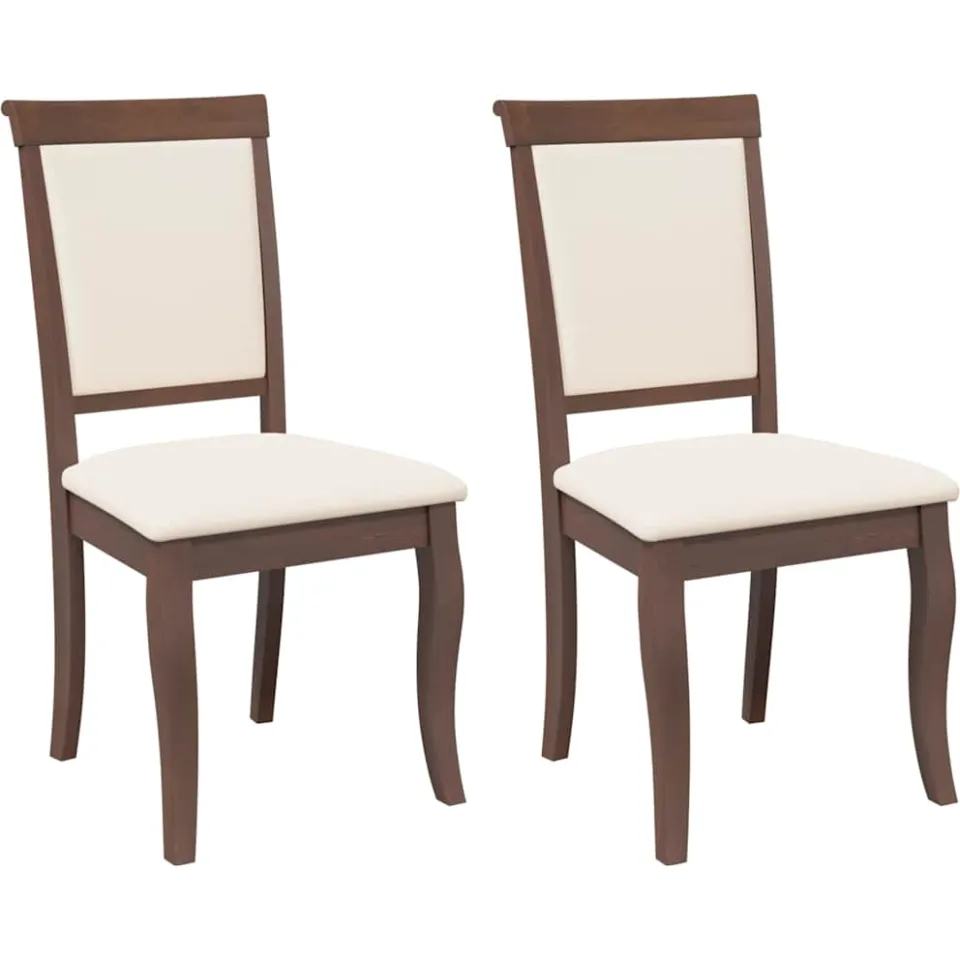 vidaXL Eetkamerstoelen met kussens 2 st massief hout rubber bruin