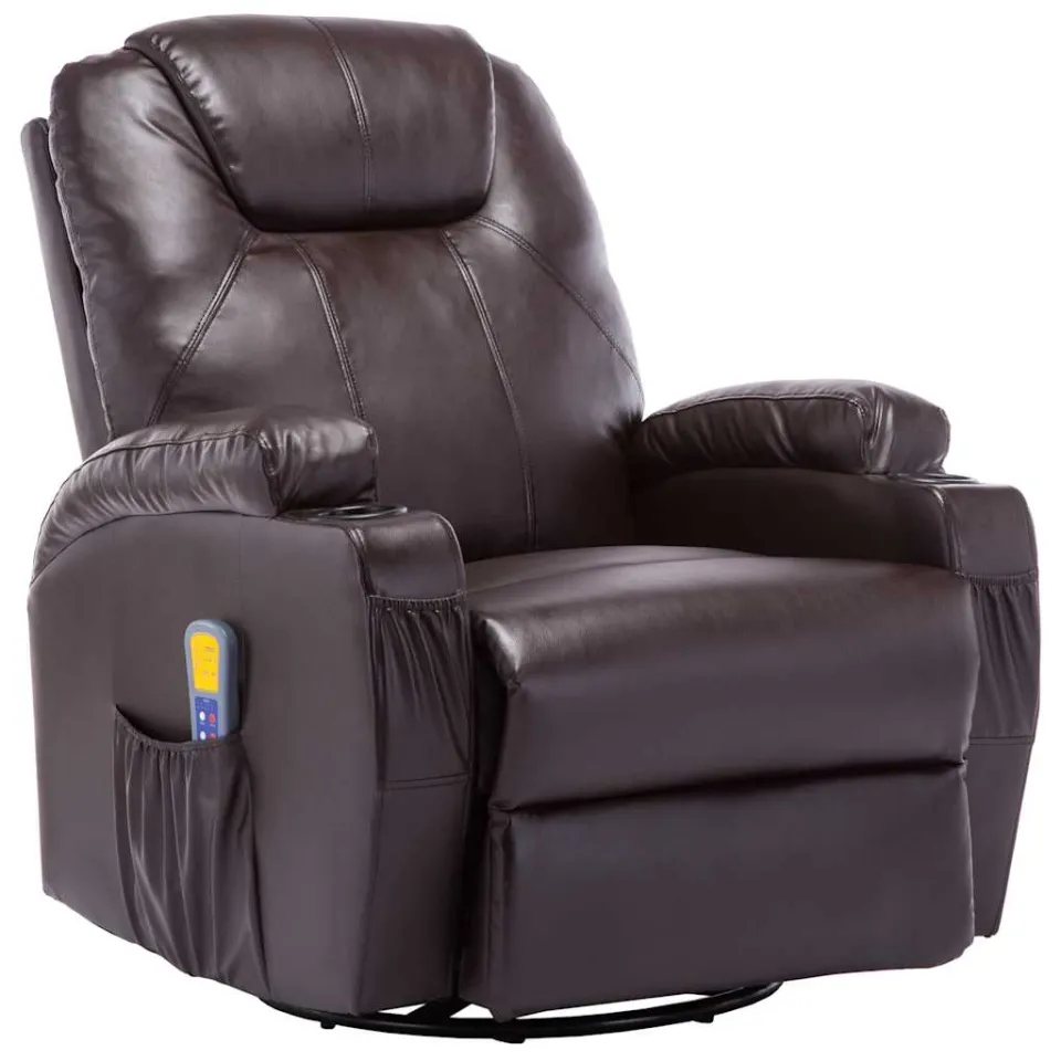 vidaXL Massagestoel schommelend kunstleer bruin, foto 3