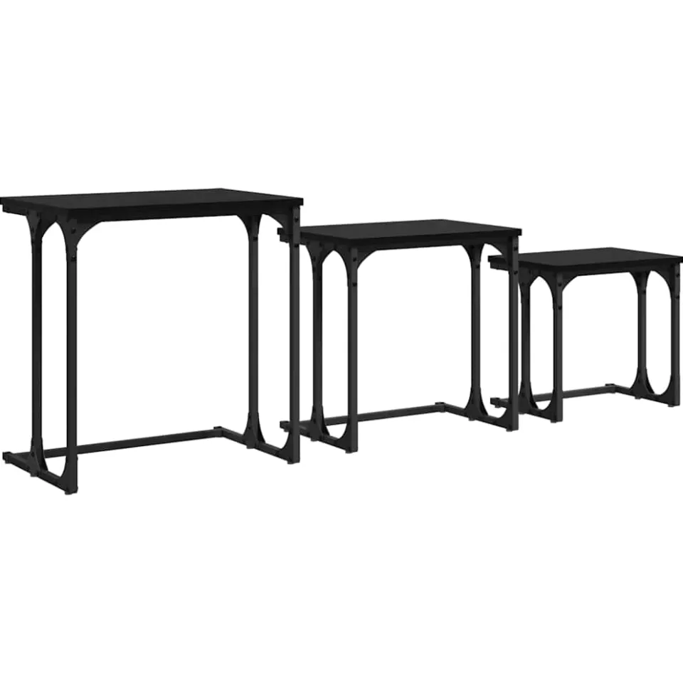 vidaXL Nesting Koffietafel 3 st Zwart eiken 50.5 x 35 x 53 cm, foto 3
