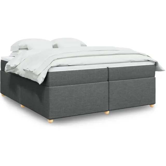 vidaXL Boxspring met matras stof donkergrijs 200x200 cm grijs