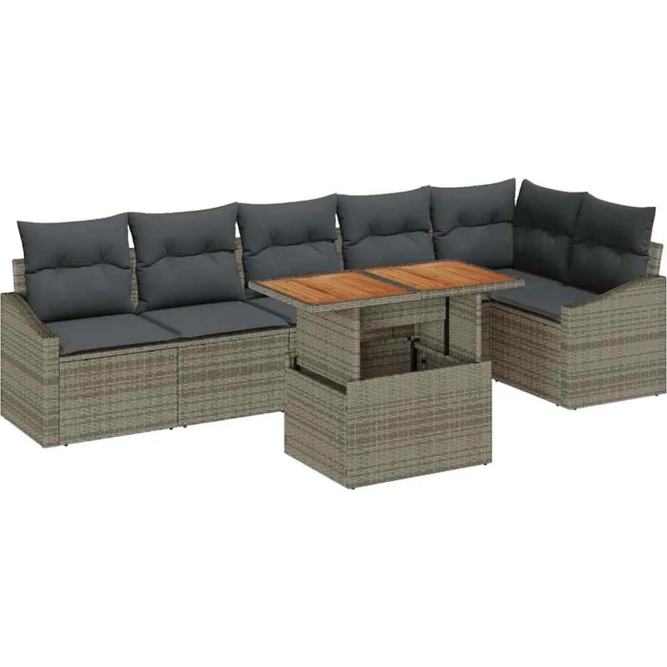 vidaXL Tuin Sofa Set 7 st Grijs Poly riet