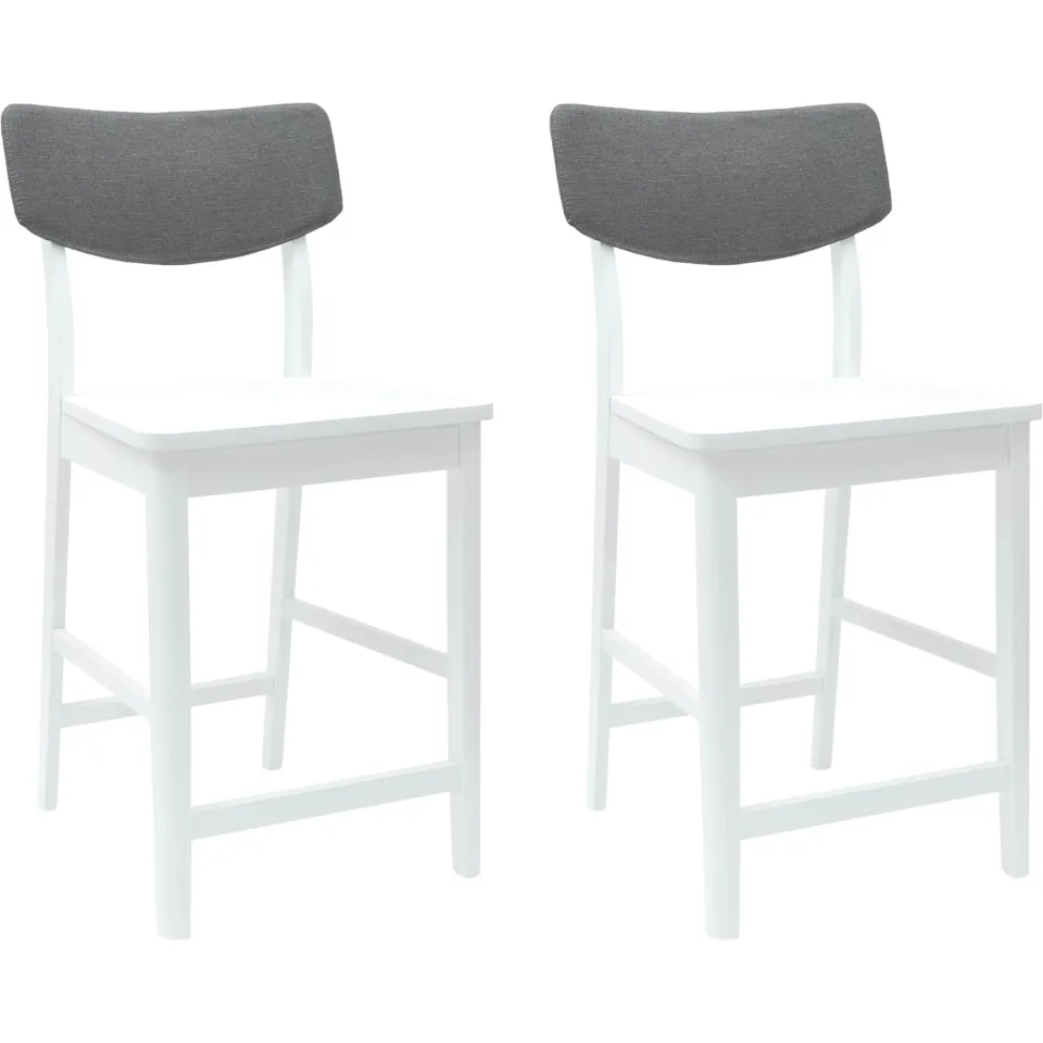 vidaXL Eettafelstoelen 2 st Massief Rubberhout Wit 48 x 49 x 95 cm