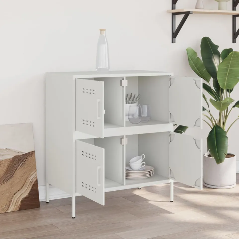 vidaXL Dressoir 68x39x79 cm staal wit, foto 3