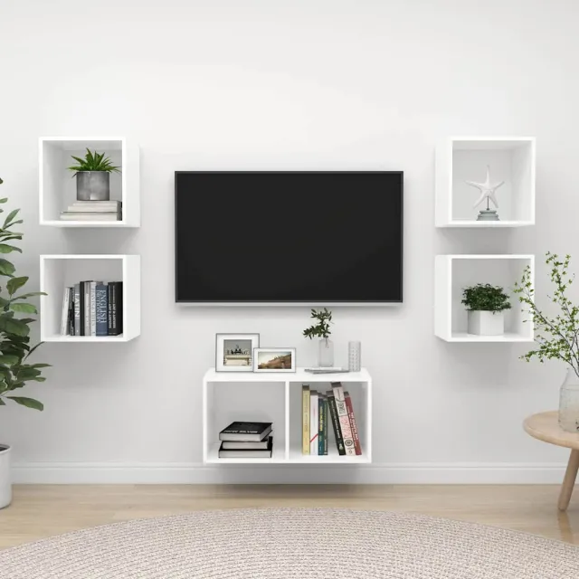 vidaXL 5-delige Tv-meubelset bewerkt hout wit, foto 2