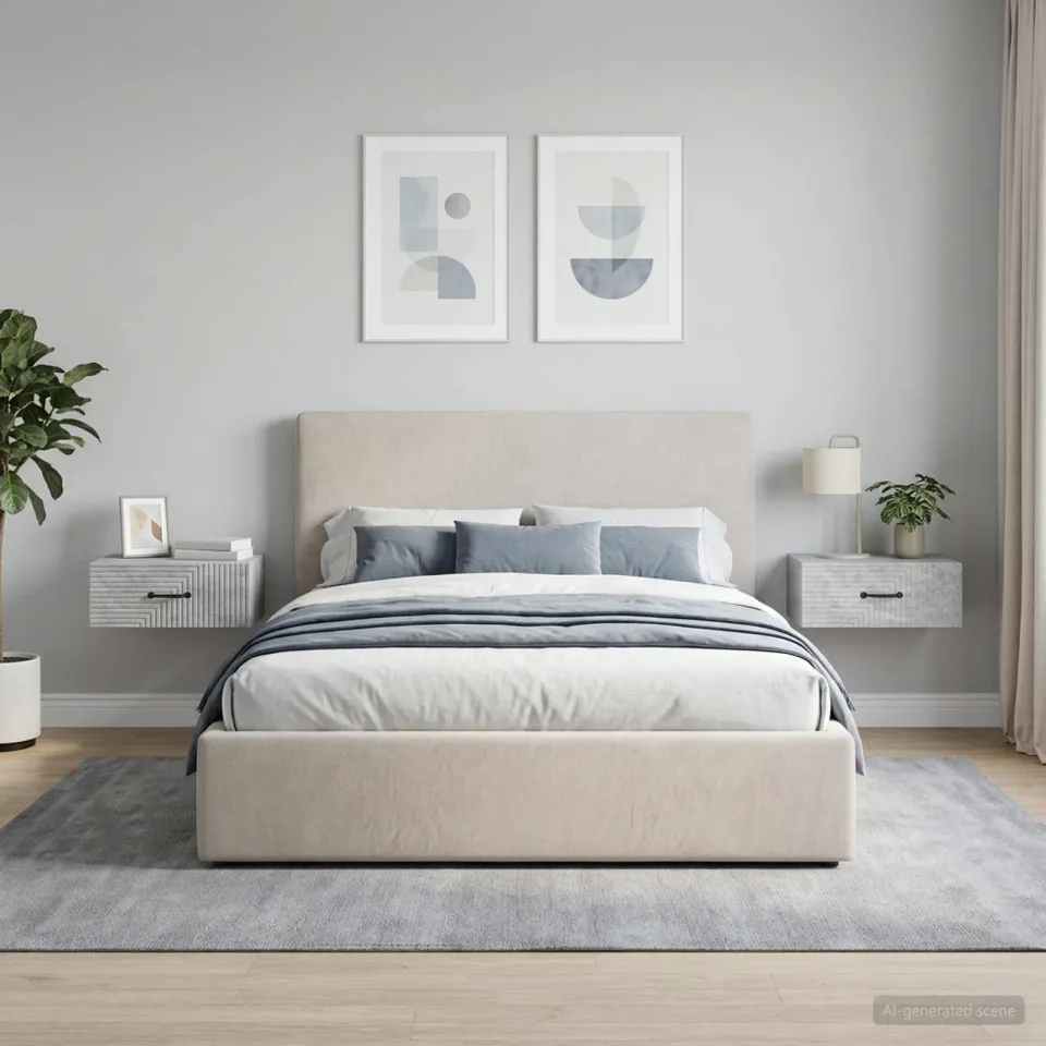 vidaXL Wandbeugel Bedkast 2 st Betongrijs 49 x 34,5 x 20 cm grijs, foto 4