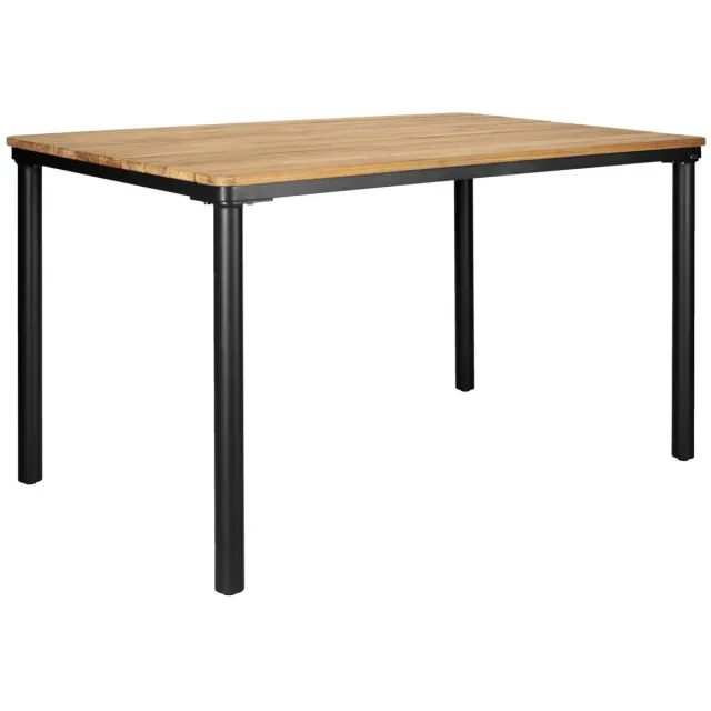 Vega Buitentafel van teakhout Zolia rechthoekig; 130x80x76 cm (LxBxH); Tafelblad bruin, frame zwart; rechthoekig