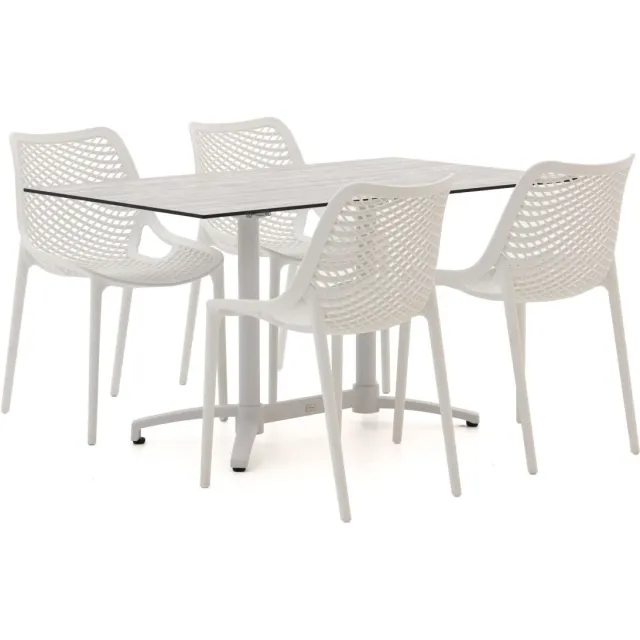 Forza Furniture Forza Ripi/Canzo 140cm dining tuinset 5-delig stapelbaar inklapbaar Grijs