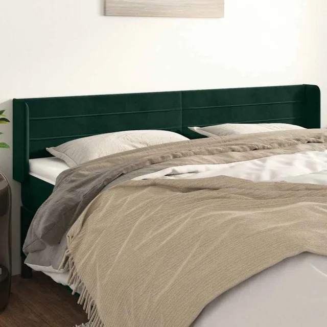 vidaXL Hoofdbord met randen 203x16x78/88 cm fluweel donkergroen groen