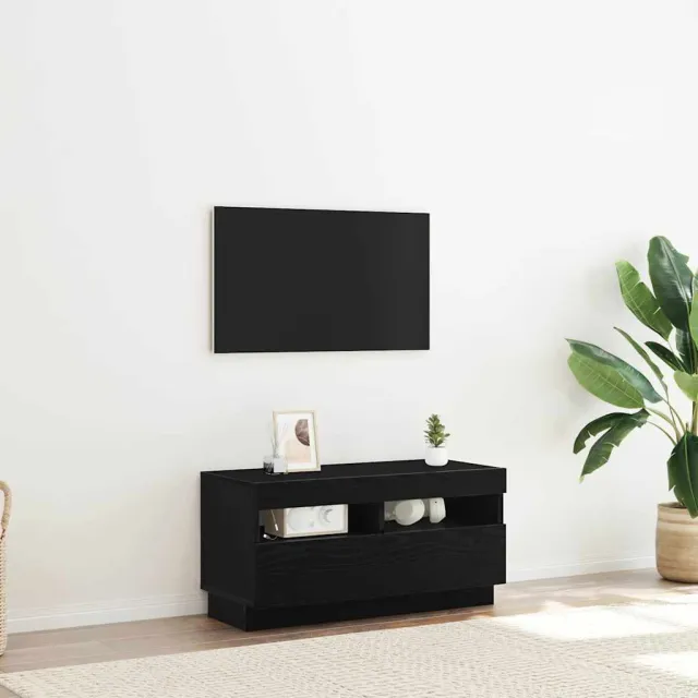 vidaXL TV-kast 80 x 35 x 40 cm Zwart Eiken Bewerkt hout