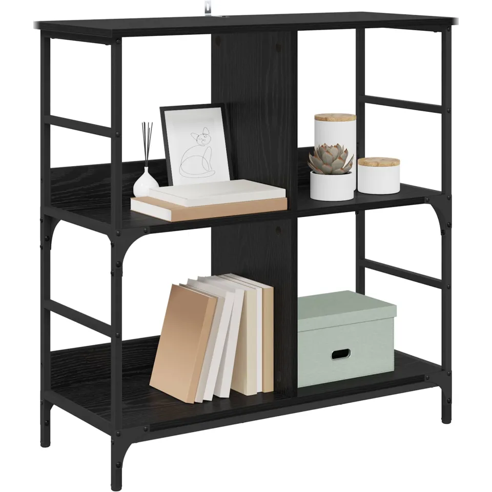 vidaXL Boekenkast 4-laags 78,5 x 33 x 82 cm Bewerkt hout Zwart eiken, foto 3