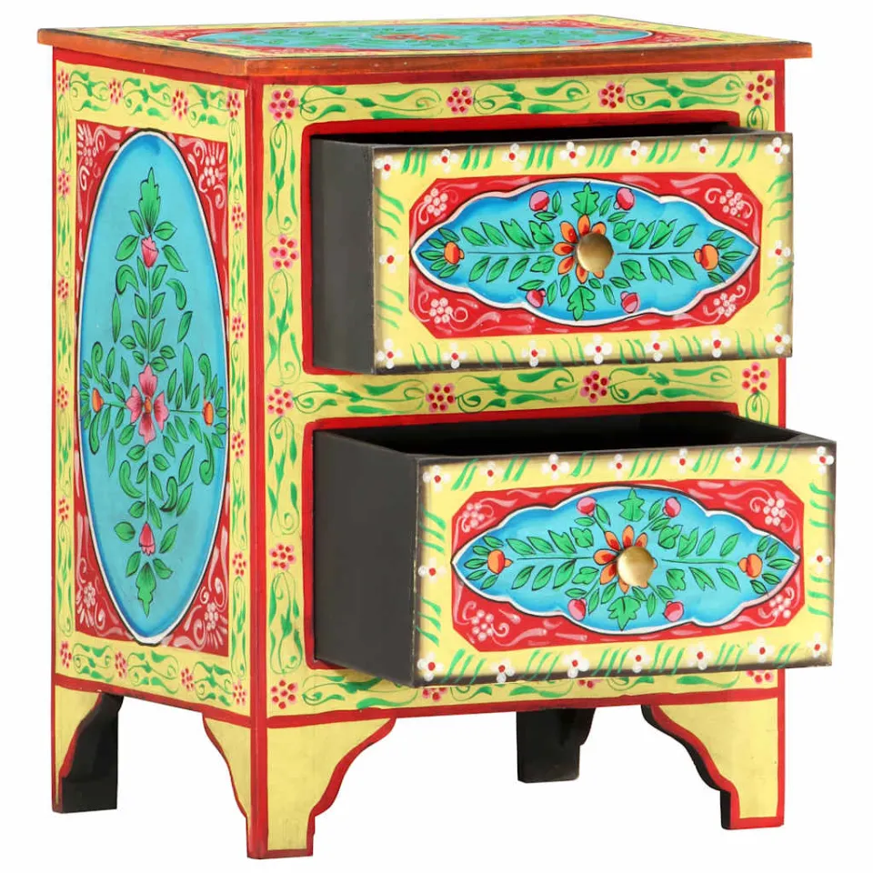 vidaXL Nachtkastje handgeschilderd 40x30x50 cm massief mangohout meerkleurig, foto 4