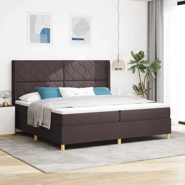 vidaXL Boxspringbed met LED-stripverlichting Bruin 200 x 200 cm Stof