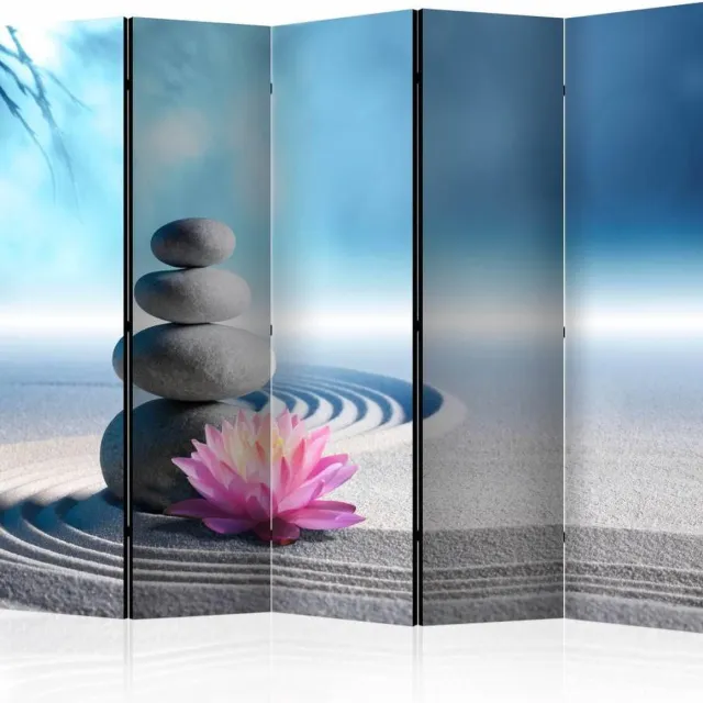 karo-art Vouwscherm - Zen Garden 225x172cm , gemonteerd geleverd, dubbelzijdig geprint (kamerscherm) Multikleur