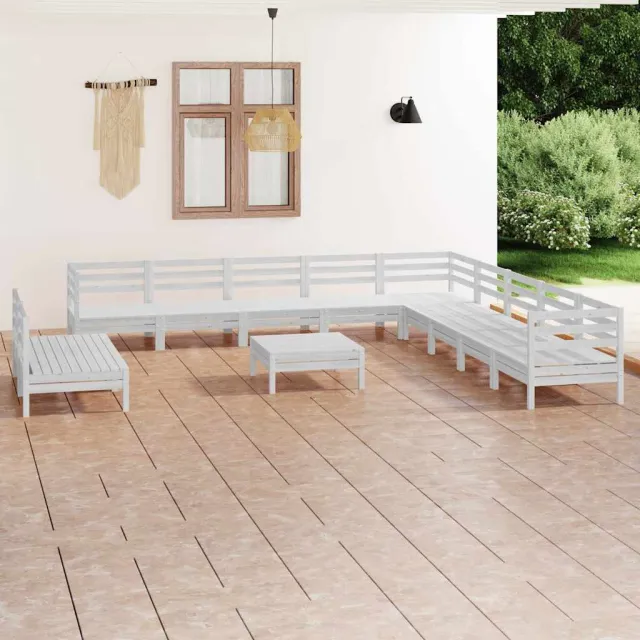 vidaXL 12-delige Loungeset massief grenenhout wit, foto 2