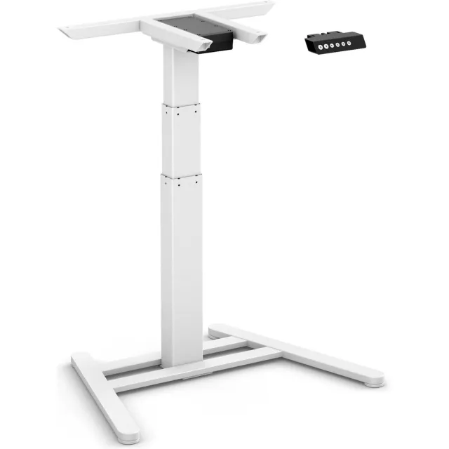 Worktrainer OneLeg Zit Sta Bureau - Hoogte 59 - 125 cm - Breedte 75 cm - Elektrisch Frame - In Hoogte Verstelbaar Bureau Onderstel - Wit - Met Geheugenfunctie