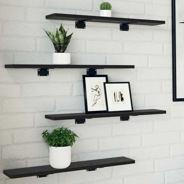 vidaXL Boekenplank Bord 3-laags 4 st 60 x 10 x 1,5 cm Bewerkt hout Zwart