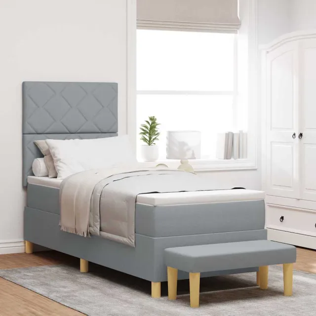vidaXL Boxspring bed met hoofdeinde Lichtgrijs 200 x 80 cm Stof