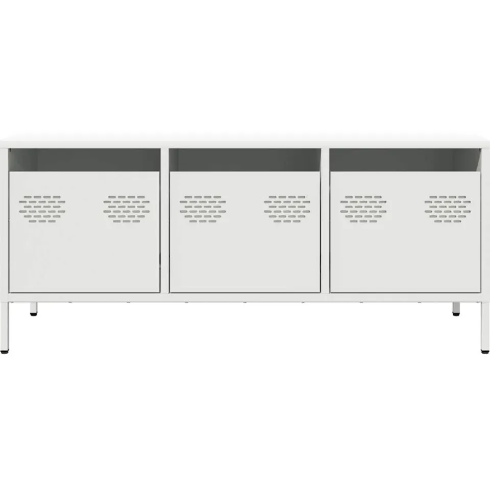 vidaXL Tv-meubel 101,5x39x43,5 cm koudgewalst staal wit, foto 4
