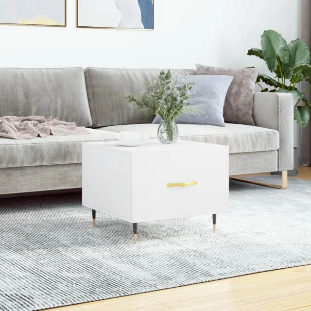 vidaXL Salontafel 50x50x40 cm bewerkt hout wit, foto 2