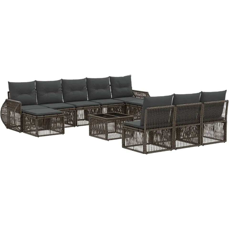 vidaXL Tuinbankenset 11 st Grijs en Donkergrijs poly rattan, foto 3