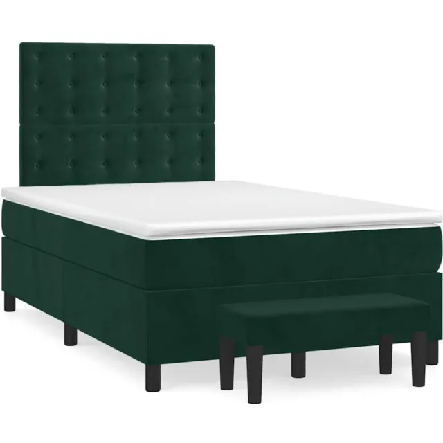 vidaXL Boxspring met matras fluweel donkergroen 120x190 cm groen