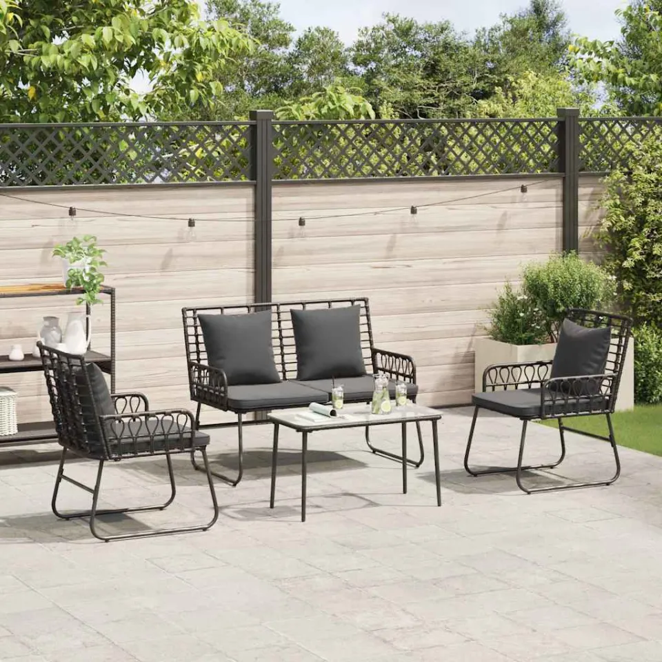 vidaXL Tuin eettafelset 3 st Zwart en Anthraciet poly rattan, foto 3