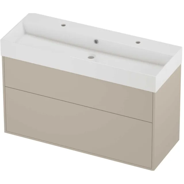 Proline Zara Badmeubelset Porselein Loft 2 Kraangaten 120x46x78 cm Glans Wit Soft Linen Beige