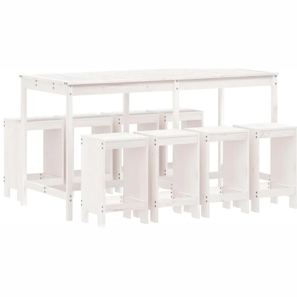 vidaXL 9-delige Barset massief grenenhout wit