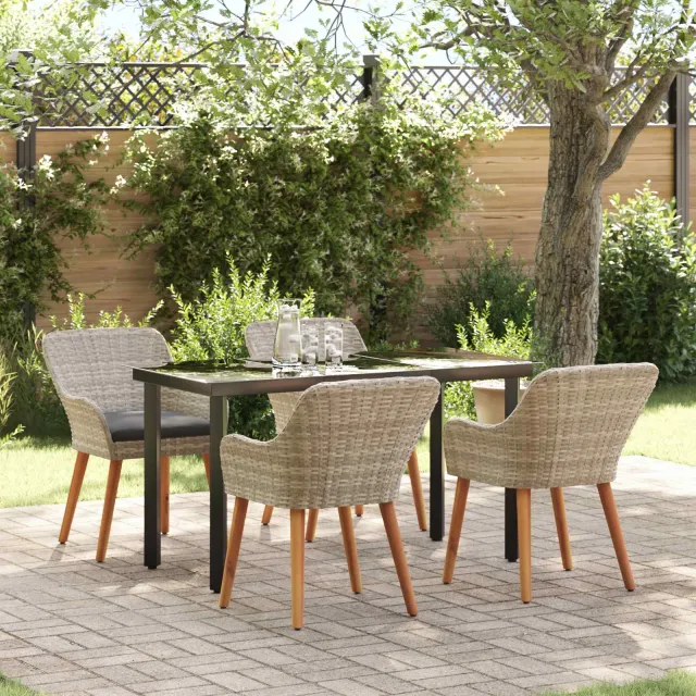 vidaXL Tuin eettafelset 5 st Beige poly rattan, foto 2