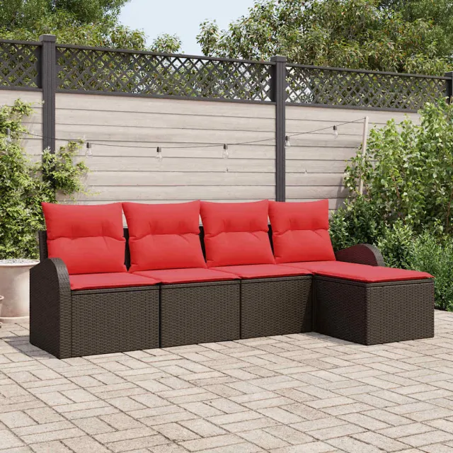 vidaXL Tuin Sofa Set 5 st Bruin poly rattan, foto 2