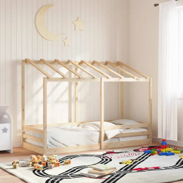 vidaXL Kinderbed met bedhuis 90x190 cm massief grenenhout Bruin