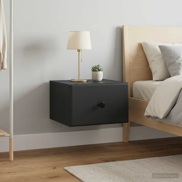 vidaXL Wandbeugel Bedkast 2 st Zwart 34,5 x 33 x 20 cm Bewerkt hout