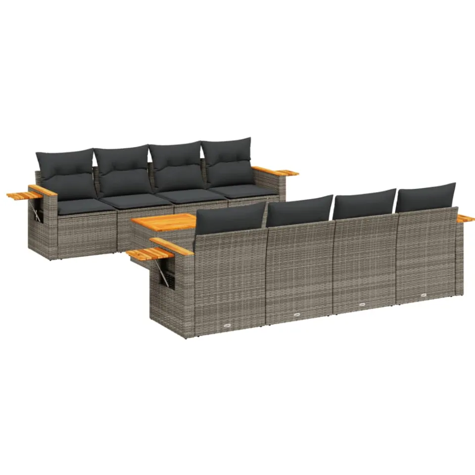 vidaXL Patio Sofa Set 9-zits Grey, foto 3