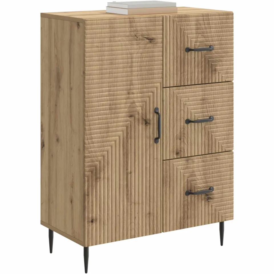 vidaXL Dressoir Artisanaal eiken 66 x 34,5 x 89,5 cm Bewerkt hout Bruin