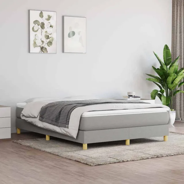 vidaXL Boxspring met matras stof lichtgrijs 140x200 cm grijs