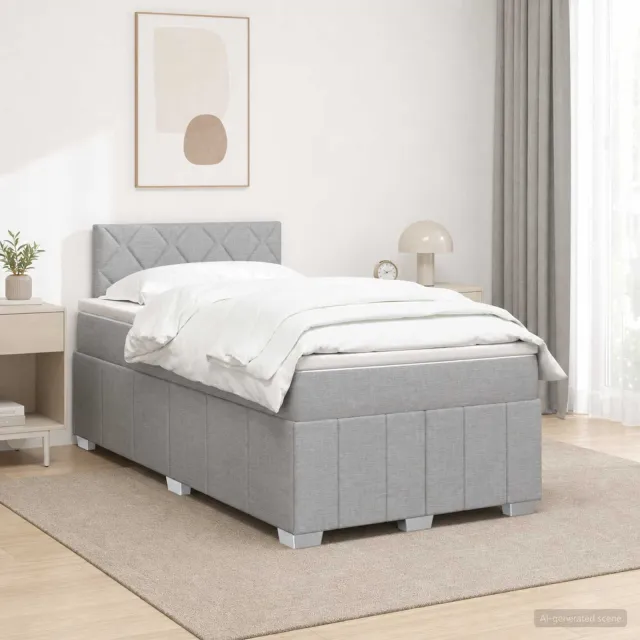 vidaXL Boxspringbed met matras Lichtgrijs 120 x 190 cm Stof