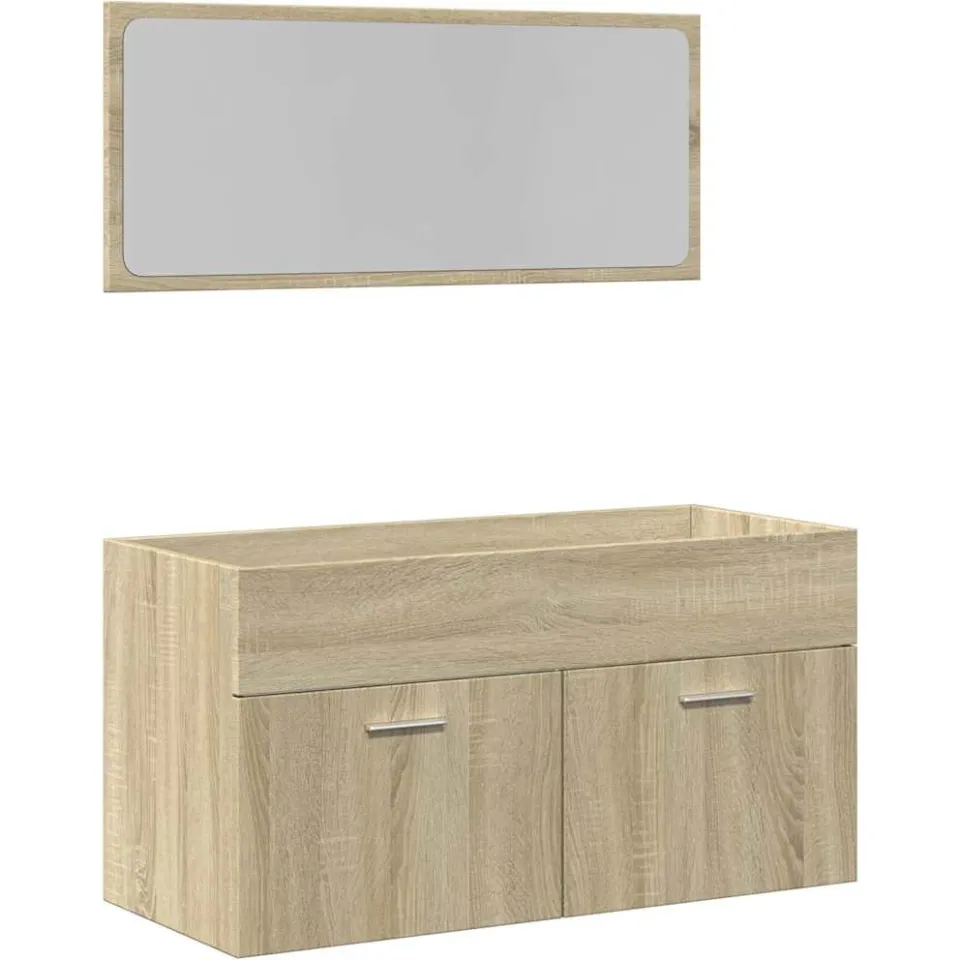 vidaXL 2-delige Badkamermeubelset bewerkt hout sonoma eikenkleurig, foto 3
