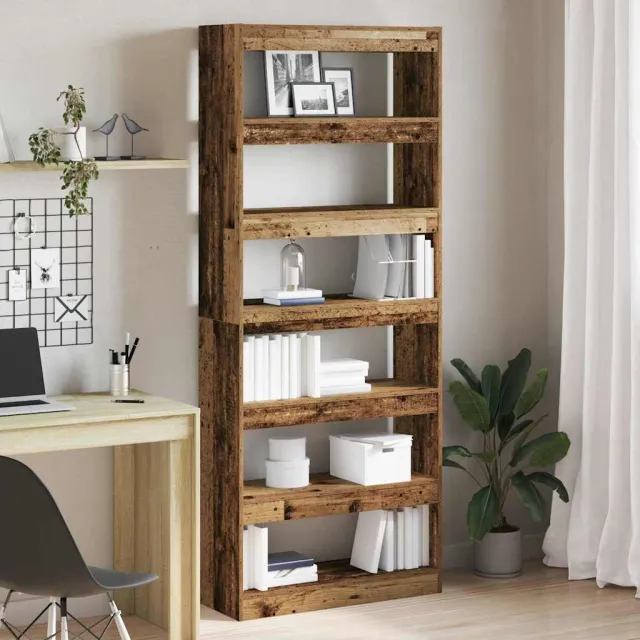 vidaXL Boekenkast 6-laags 80 x 30 x 198 cm Bewerkt hout Oudhout Bruin