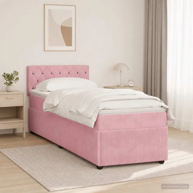 vidaXL Boxspringbed met matras met hoofdeinde Roze 80 x 200 cm Fluweel