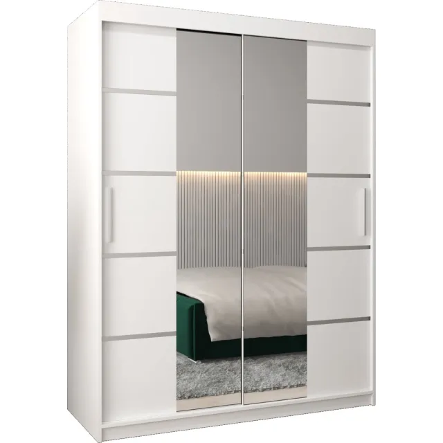 AJE Meubles B.V. InspireMe - Kledingkast met 2 schuifdeuren, Modern-stijl, Kledingkast met planken (BxHxD): 150x200x62 - VENTILA IV 150 Wit Mat met 2 lades