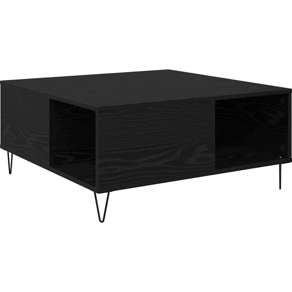 vidaXL Salontafel Zwart Eiken 80 x 80 x 36,5 cm Bewerkt hout, foto 3