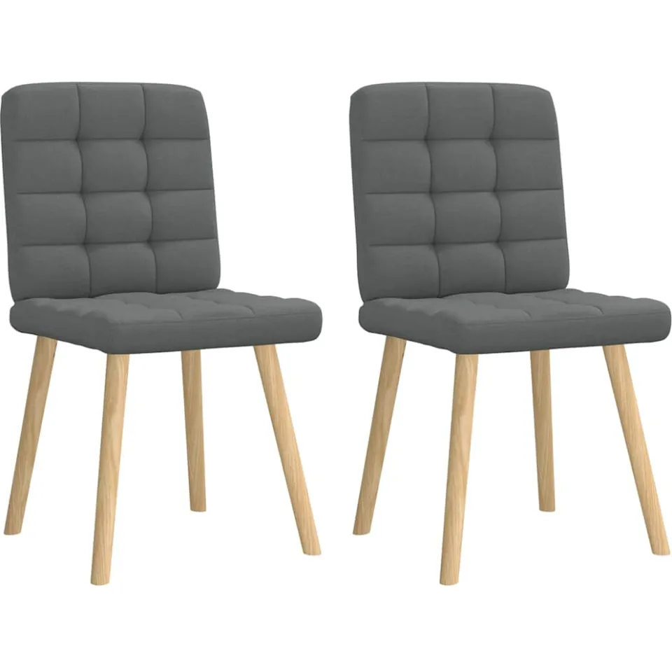 vidaXL Eetkamerstoelen 2 st stof donkergrijs grijs, foto 3