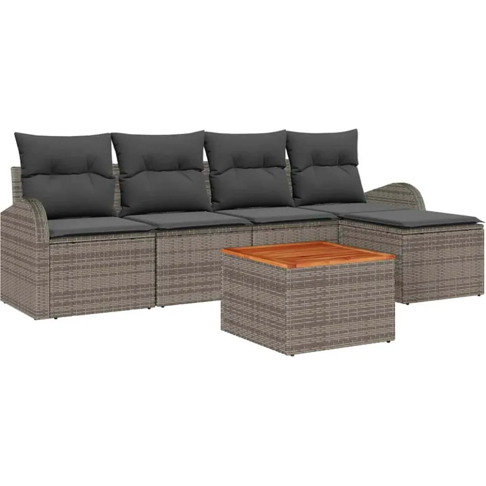vidaXL Tuinbankenset 6 st Grijs poly rattan